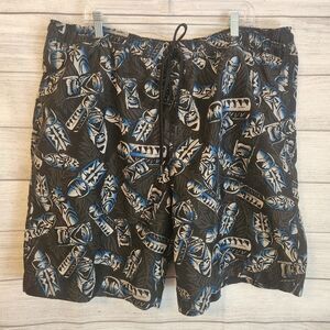 Sonoma Swim Trunks XL Black Blue Tribal Print Board Shorts Beach
